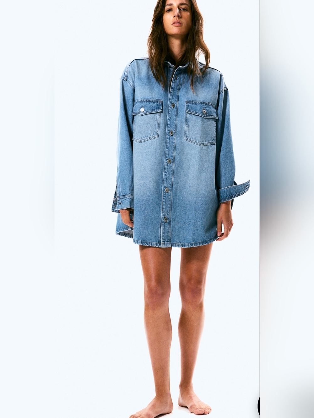 H&M Oversized Denim Shirt Dress Size Medium/Large NWOT - Picture 1 of 10